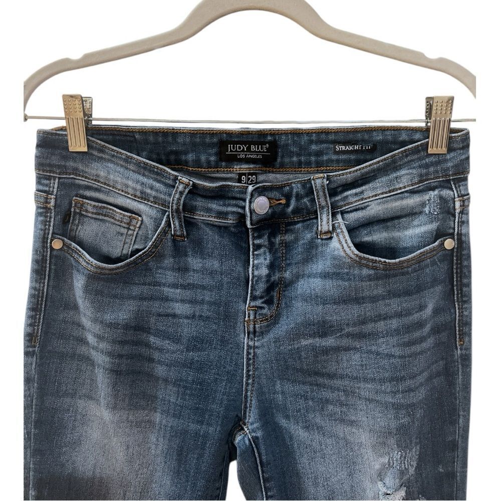 ✅SOLD✅Judy Blue Joshua Dark wash Straight Leg Cuffed Jean Size 9/29 - Picture 3 of 8